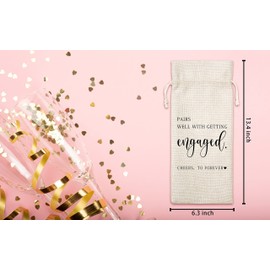 Engegement Wine Gift Bag, Wine Bag for Getting Married, Engagement, Bride and Groom, Couples, Her, Him, Wedding, Save the Date Wedding, 1 Pc Burlap Wine Bottle Cover Bag (a15)