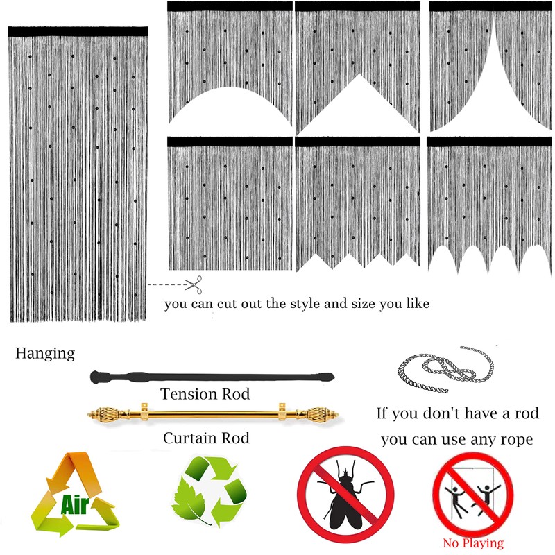 Taiyuhomes Bead String Curtains Door Fly Screen Curtain Beaded Curtain