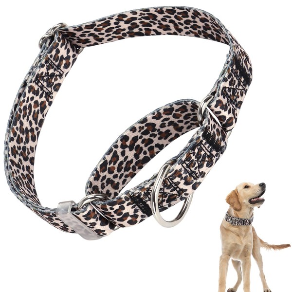 Martingale Collar for Dogs with Leopard Patterns, Adjustable Premium No