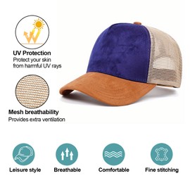 Enwokran Baseball Cap Mens Hats Unisex Hip Hop Trucker Caps Adjustable Mesh Back UPF 50+ UV Protection Summer Sun Hat Sports Cap (Khaki Blue)