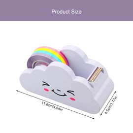 Rumyve Desktop Tape Machine,Tape Dispenser Rainbow Shape,Creative Cloud Tape Machine with Rainbow Tape,Stationery Supplies for Children Home School Office