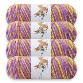 JAMIT Yarn for Crocheting, Soft Crochet Yarn Knitting Yarn for Hand Knitting & Knitting Machine, Fluff Elastic Velvet Yarn for Crochet & Knitting & Craft Projects, 4 Skeins, 75g/Skein,Multicolor