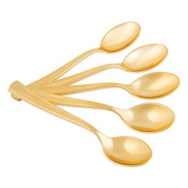 Elegant Disposable Plastic Classic Designed Metallic Gold Tea Spoons, 10 Spoons, Elegant, Easy Clean, Perfect for Many Occasions, Gold