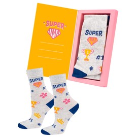 soxo Grandma Socks Women's Gifts for Women Funny Gift Colourful Women's Socks Set 35-40 1-3 Pairs, Super Grandma 1 Pair