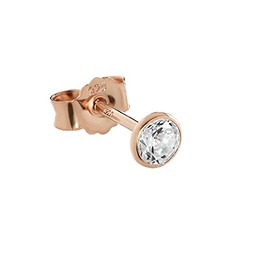 NKlaus Single Stud Earrings 925 Sterling Silver Rose Gold Plated Zirconia Earrings White, Rose Gold