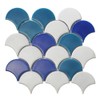 Tenedos Marbella Azul and Bianco Scallop Fishscale Textured Porcelain and