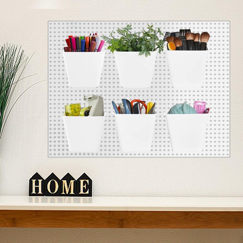 Rierousy 6 Pieces Pegboard Cups with Hooks, Square Storage Container
