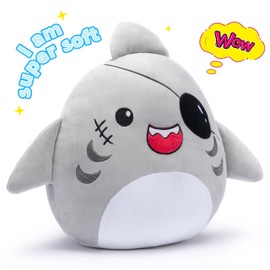 PLAYNICS Large Shark Plush Pillow Stuffed Animal Toy,Big Size Cute Soft Toys 15.5" Fat Kawaii Hugging Pillows Cuddle Plushie,Gift for Kids Girls Boys