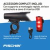 FISCHER Set di luci a LED per bicicletta Small-box, resistente