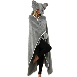 CWDGAGANB Elephant Gifts for Women Wearable Hooded Blanket Soft Cute Warm Fluffy Panda Hooded Blanket