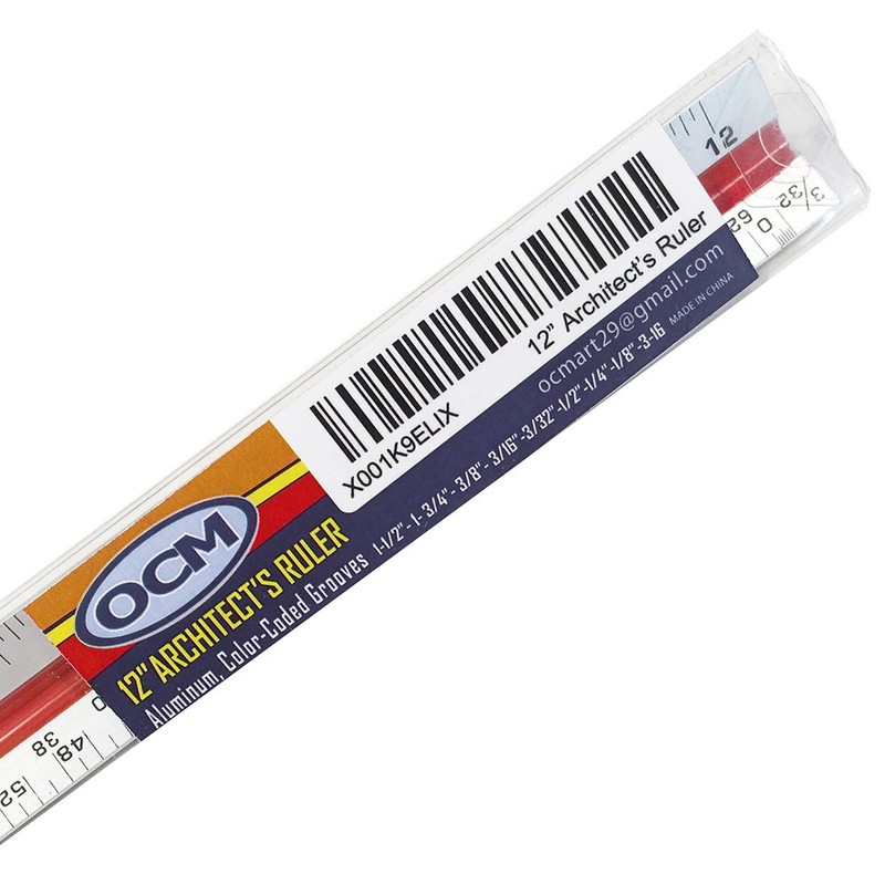 OCM 1 Triangular Architect Scale Ruler (Professional Grade Solid Aluminum)