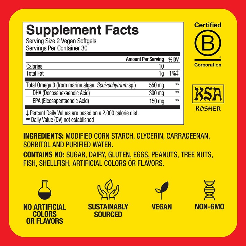 BRAGG Omega-3 Supplement Capsules with DHA and EPA - 60