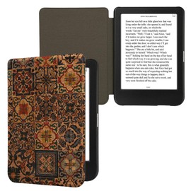 kwmobile Case Compatible with Kobo Clara BW/Clara Colour/Tolino Shine (5) / Shine Color - Cork eReader Protective Cover Case - Tile Pattern Brown Blue Red