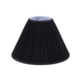 Aspen Creative 33024, Hardback Empire Transitional Spider Lamp Shade, Mushroom Pleated Black Faux Silk Fabric, 7" Top x 18" Bottom x 13" Slant Height