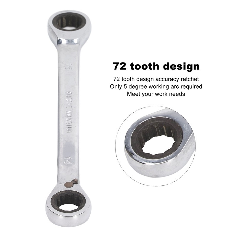 Double Ended Ring Wrench Universal Chrome Vanadium Steel 72 Tooth