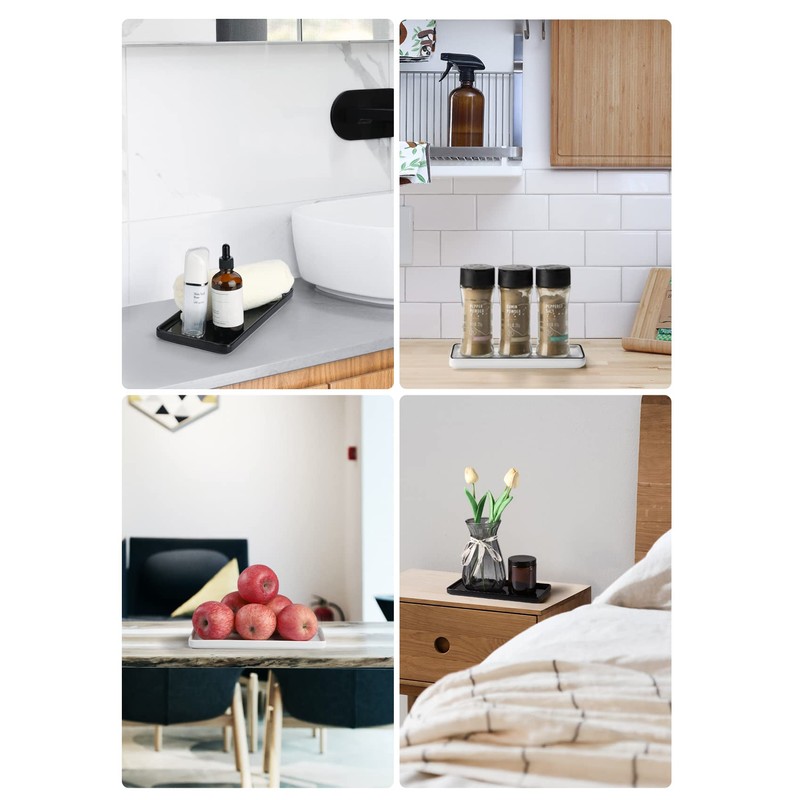 Nucookery 6" Small Rectangular Vanity Sink Tray for Bathroom,Ceramic Kitchen