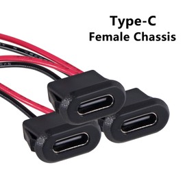 Coliao 20pcs Type-C Female Chassis Waterproof 2P Solder Wire Type USB C Pigtail Cable Extension Power Cable USB-C Plug to 2 Pin Bare Wire Open End Connector