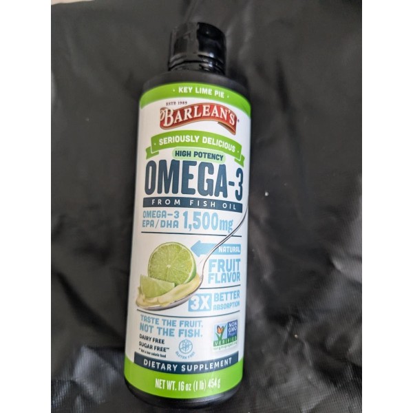 BARLEAN'S Omega-3 High Potency 1500mg EPA/DHA Key Lime Pie 16