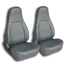Iggee Designed for 1990-1997 Mazda Miata Artificial Leather Custom fit 2 Front seat Covers (Pair) (Charcoal)