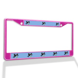 Fastasticdeals Metal Insert License Plate Frame Cow Jumping Over The Moon Weatherproof Car Accessories Hot Pink 2 Holes Solid Insert