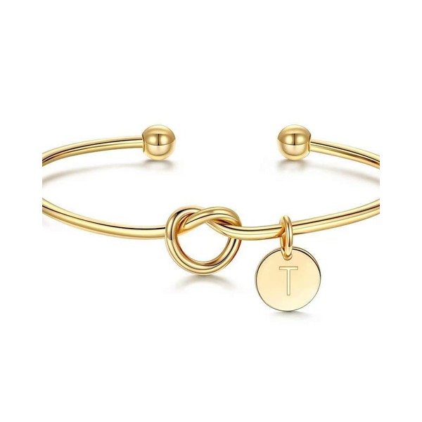 ALRNBY Gold Knot Initial Bracelet for Women Trendy Dainty Gold