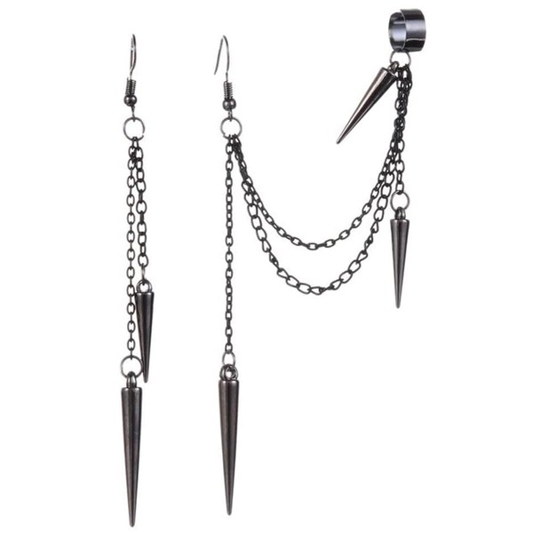 JUKOTA 1 Paar Leichte Einzigartige Schwarze Punk Lange Quaste Kette