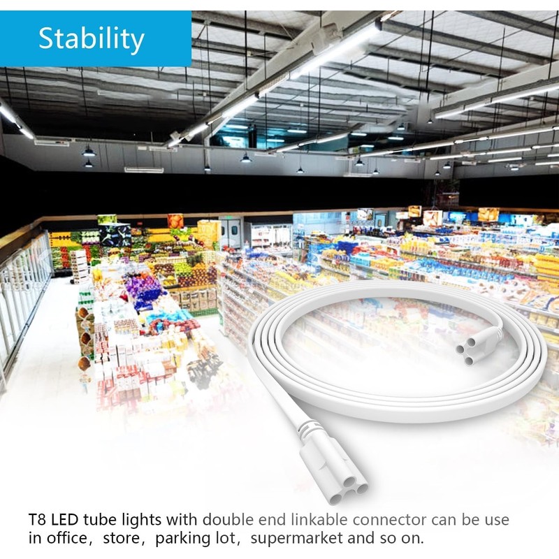 JESLED T5 T8 Extension Cords, 5ft Linkable Wire Cable Conenctor,
