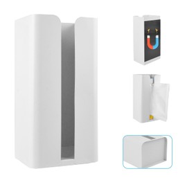 HOGAWAY Magnetic Tissue Case, Magnetic Tissue Box, Magnetic Paper Towel Case, Wall Hanging, Tissue Storage, Kitchen, Living Room, Bathroom, Washing Machine Side, Refrigerator, Office, White