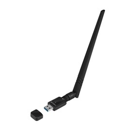 LogiLink WL0246 Wireless LAN 802.11ac USB 3.0 Adapter, 2T2R, with Tilting 5dBi Antenna for 2.4 & 5GHz with WPA2 Encryption, Black