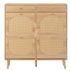Rattan Front Shoe Cabinet 2 Drawers 4 Flip Compartments 105*24*110cm