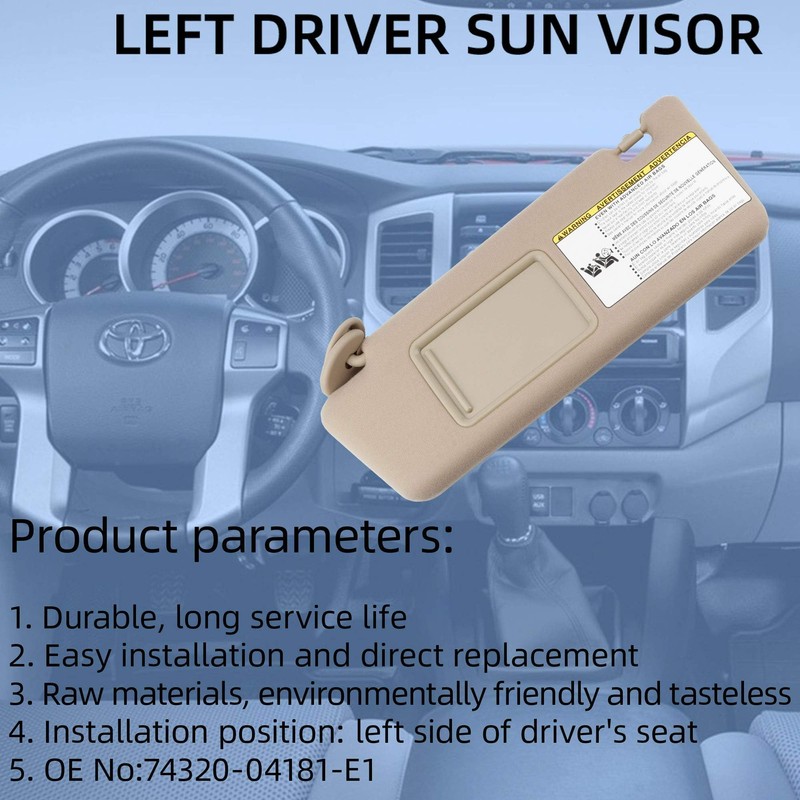 Dasbecan Left Driver Side Sun Visor Compatible with Toyota Tacoma