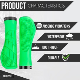 CROSSSELL Ergonomic Bike Grips, Handlebar Grip, Bicycle Handlebar Grips, Mountain Bike Grips, Mountain Bike Handlebar Grips, Single Lock-on Mountain Bike Grips, Non-Slip Handle Grips (Apple Green)