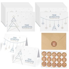 COCHIE Christmas Cards with Envelope Set, 20 Pieces Christmas Cards and 20 Pieces Kraft Paper Envelopes, Simple Modern Christmas Card for Friends, Business and Family (15 x 10.5 cm)