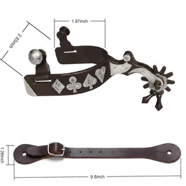Suohanfei 2PCS Horse Spurs for Cowboy Boots with Spur Straps, Western Equestrian Riding Spurs (Low-Carbon Steel)