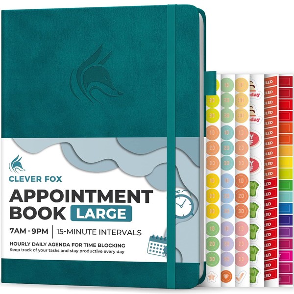 Clever Fox Appointment Book – Hourly Schedule Planner with 15-Minute