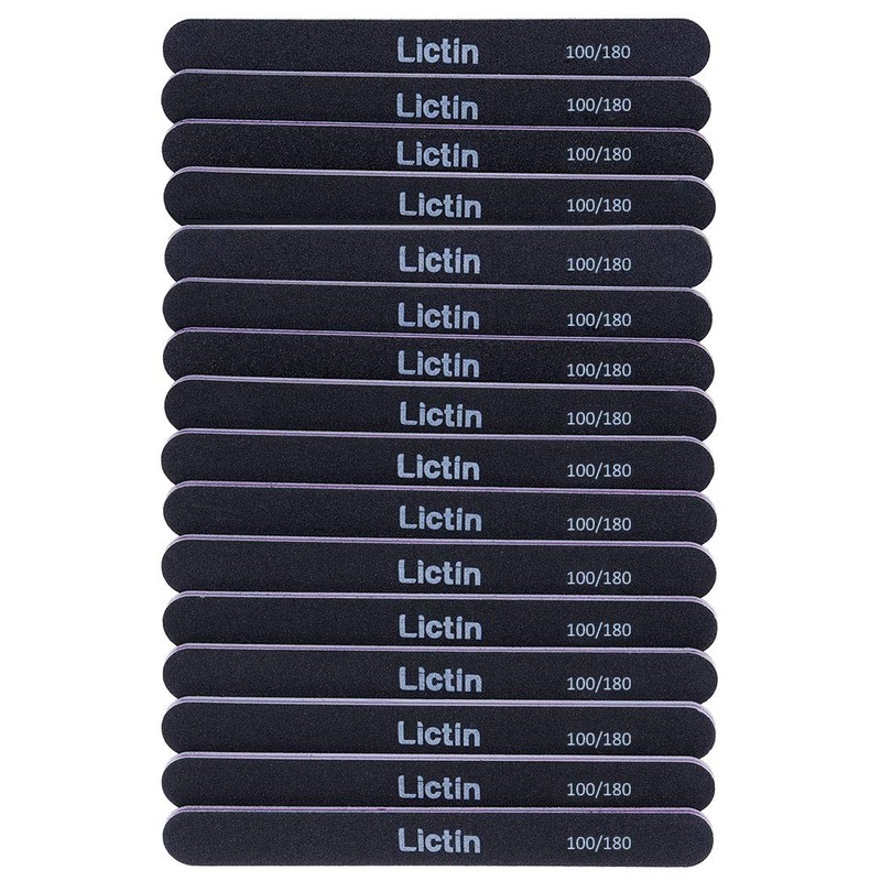 Lictin Pack of 16 Professional Nail Files Washable Double Sided