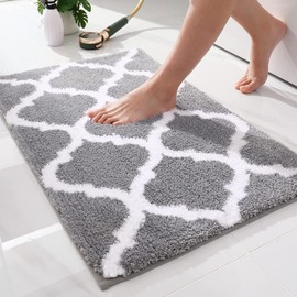 Homaxy Non-Slip Bath Mat Set, Soft Deep Pile Bathroom & Toilet Rug Set, 2-Piece Microfibre Bath Mat Set