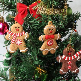 Christmas Tree Decorations Hanging Charms with Lanyard, Gingerbread Men Hanging Ornament for Christmas Tree Christmas Scene Decorations, Christmas Tree Ornaments (Style B)