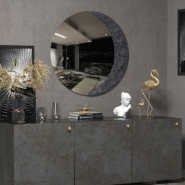 NAIADLYFrameless Round Decorative Bathroom Mirror Vanity Mirror, for Wall Decoration, for Bathroom Living Room Bedroom Hallway Entrance Hall Modern Elegant Shape (11.8X11.8inch)