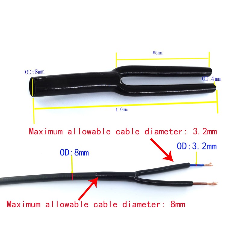 WJSTN Speaker Wire Pants(Y Boot) Cable Pants 8mm 2-Conductor, Black
