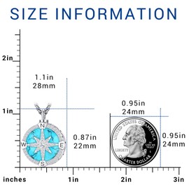 Eusense Cremation Jewelry Compass Urn Necklace for Human Ashes of Loved Ones Women Men Memorial Pendant Sterling Silver 925 Keepsake Earn Lockets to Put Ashes In Turquoise
