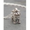 Sterling Silver Tiny Pug Dog 3D Charm Necklace, 18"