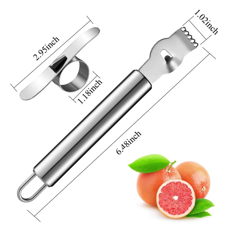 4 peladores de limón de acero inoxidable y naranja con