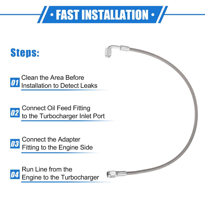 X AUTOHAUX AN3 Car Turbo Oil Feed Line 90° to
