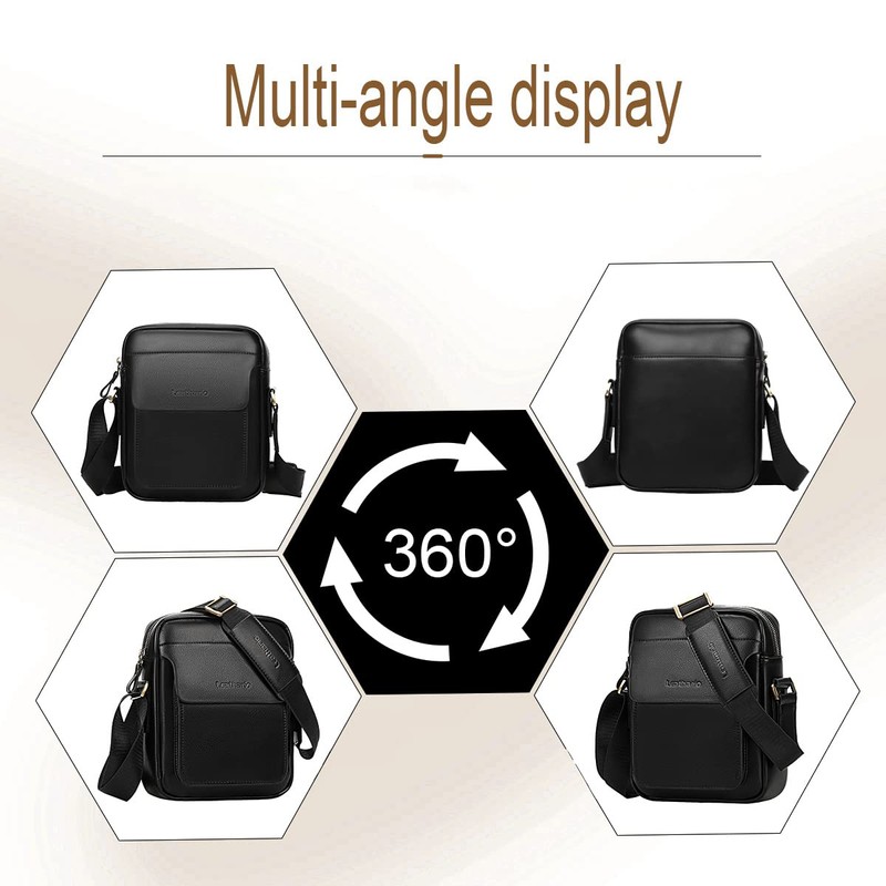 Leathario Crossbody Bag For Men Vegan Leather Shoulder Messenger Purse
