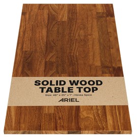 ARIEL 48 x 25 x 1 Hevea Spice Finished Solid Wood Table Top, Premium Desktop for Standing/Adjustable Desk/Office Tabletop/Gaming Desk/Kitchen Countertop