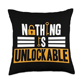 Locksmith Locksmithing Lock Pick Apparel Locksmith Nothing is Unlockable Pick Tools Throw Pillow, 18x18, Multicolor