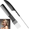 2Pcs Back Combing Combs Afro Combs Professional Styling Comb Tail