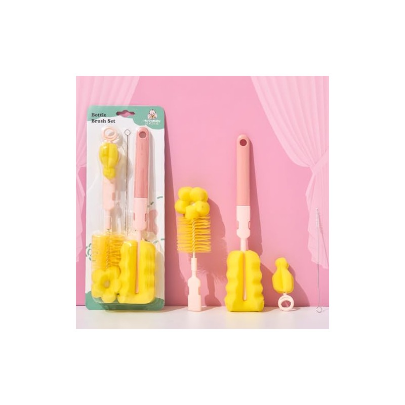 COME Cepillos de Limpieza para Botellas, 4 Piezas, Rosa |
