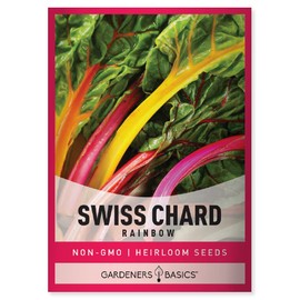 Gardeners Basics Swiss Chard Seeds for Planting (Rainbow) Non-GMO Vegetable Variety, 5 Grams Seeds Great for Summer, Fall and Winter Gardens